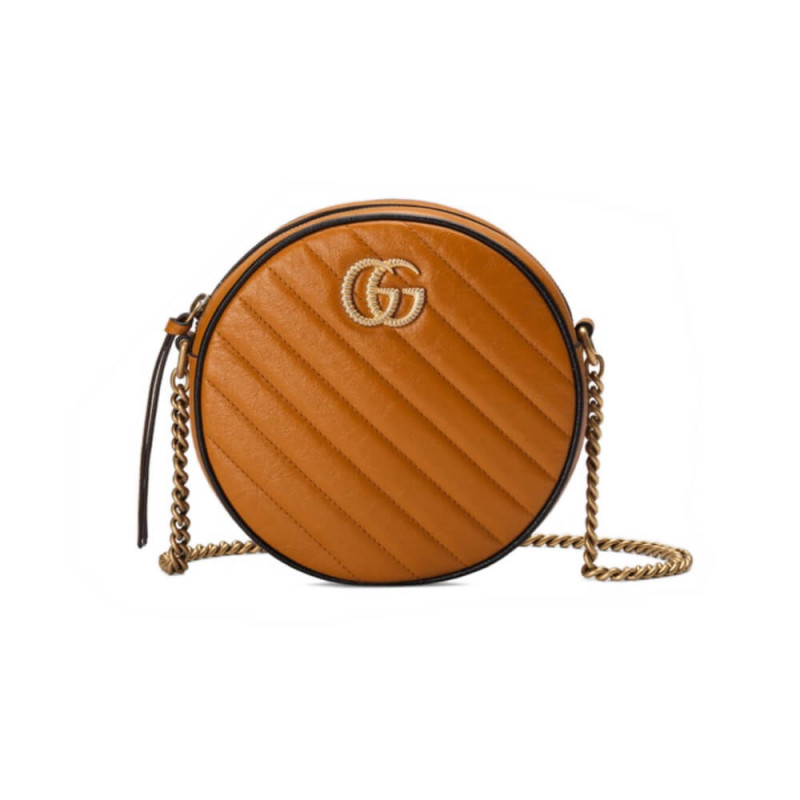 GG GG GG Marmont Mini Tround Spall borsa 550154 Cognac