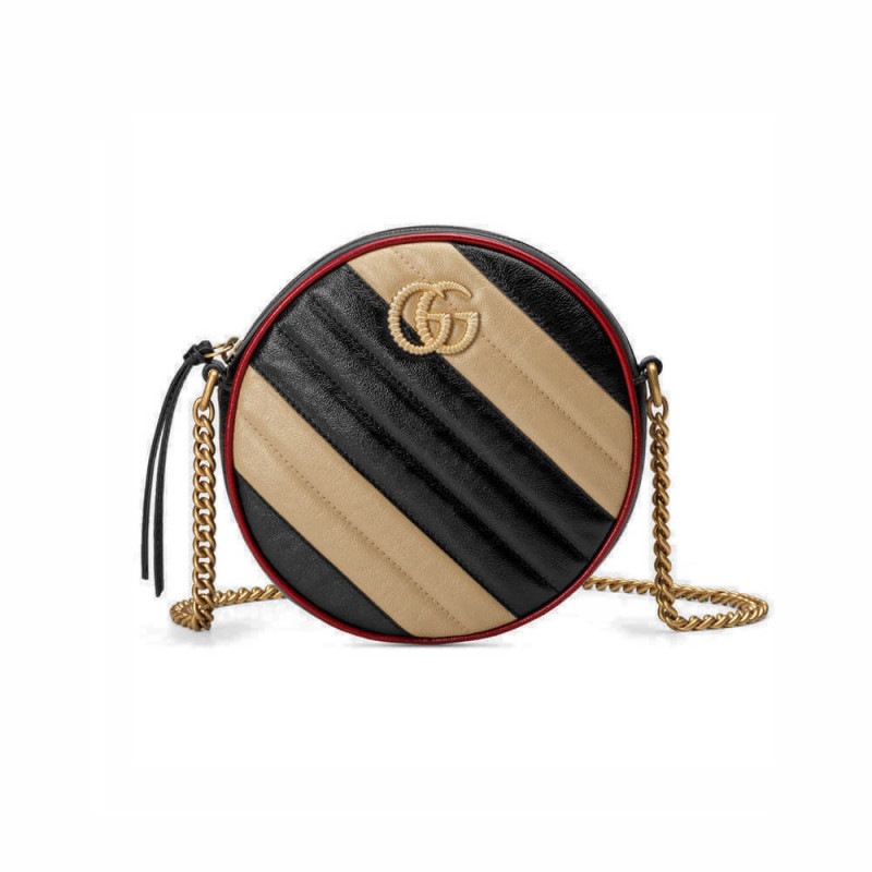 GUcci GG GG Marmont Mini Tround Spall borsa 550154 Beige/Black