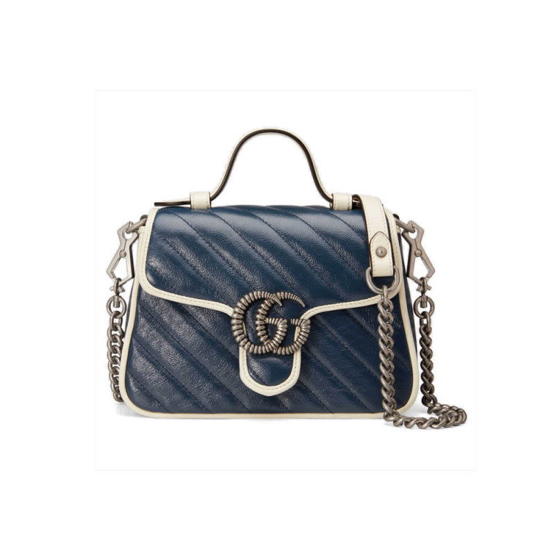 GG GG GG Marmont Mini Top Hand Gust 583571 Blue