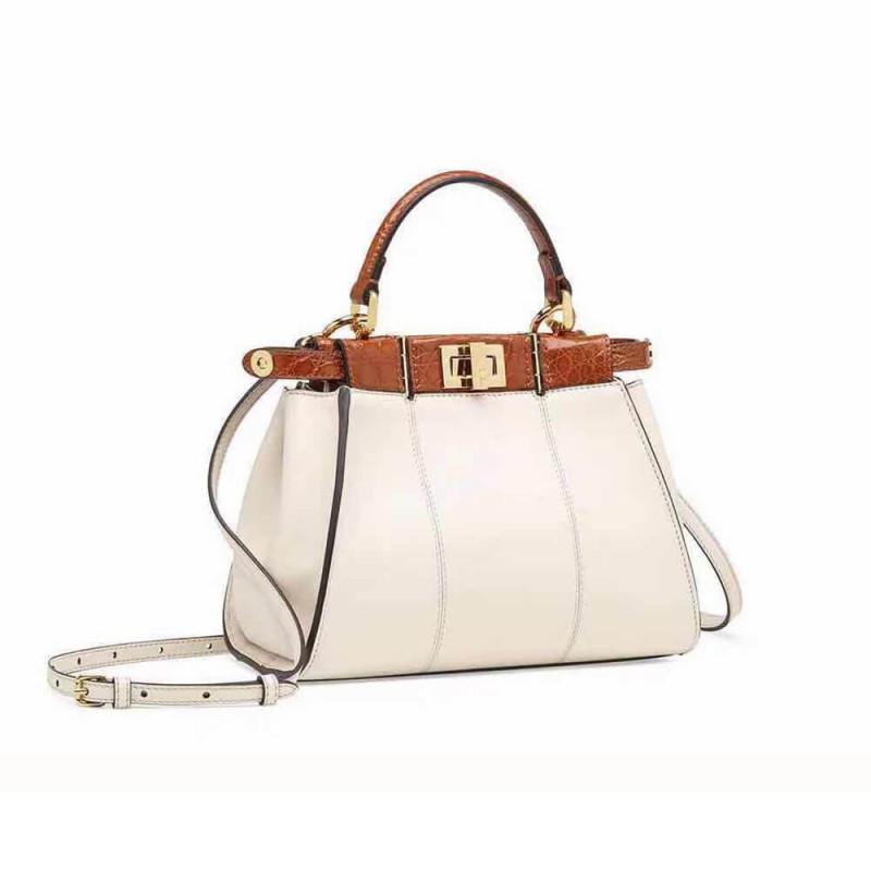 Fendi Peekaboo Iconic Mini Leather Borsa 8bn244 Bianco