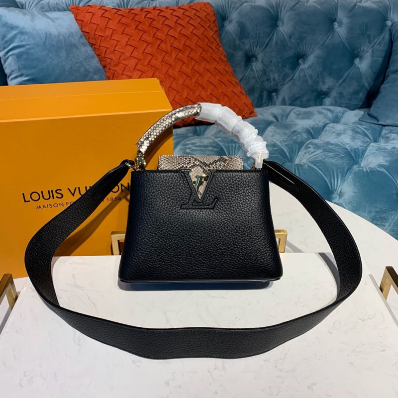 Louis Vuitton Taurillon e Python Leather Capucines Mini N97075