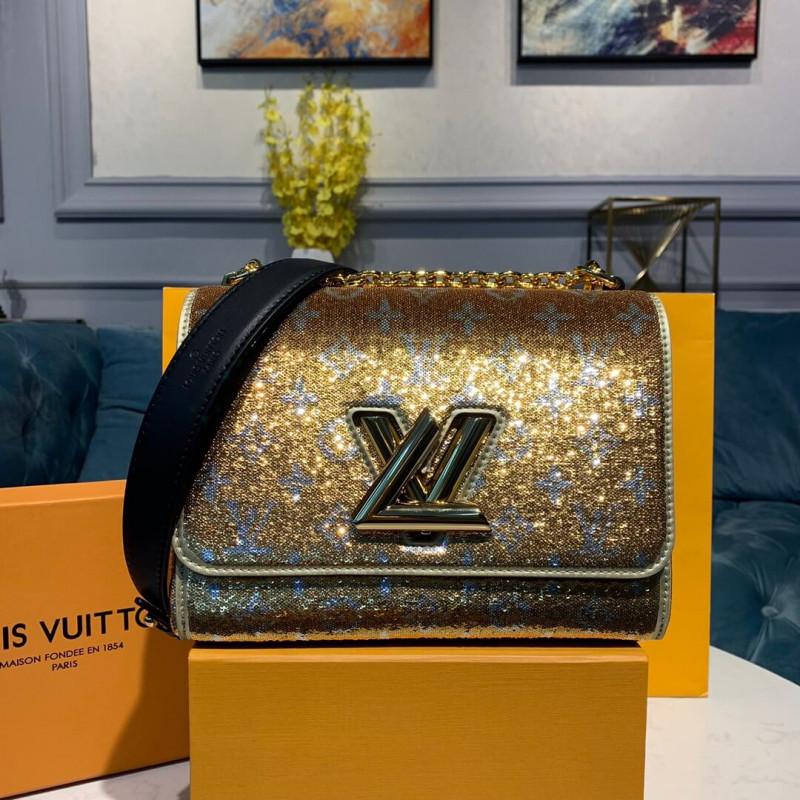 Louis Vuitton Twist MM con paillettes dorate M50282