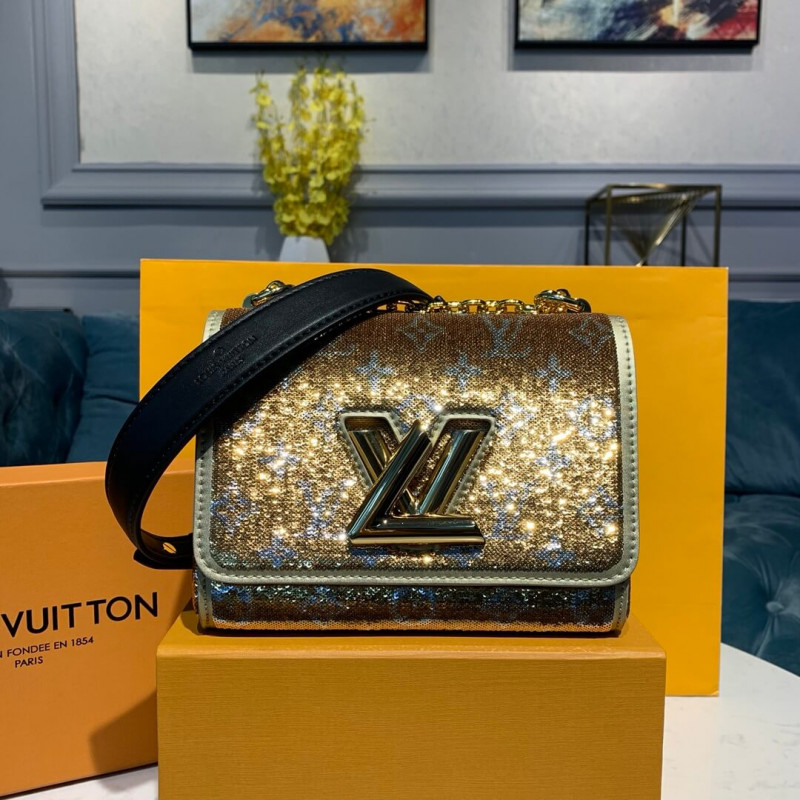 Louis Vuitton Twist PM con paillettes dorate M55842