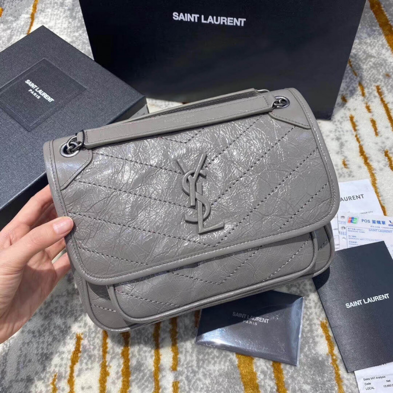 YSL Saint Laurent Niki Baby in pelle vintage increspata 533037