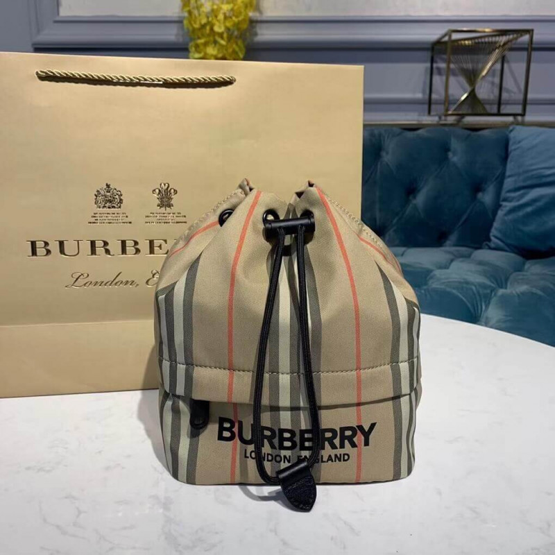 Burberry Logo Stampa icona Stripe Nylon DrashCord Cash 80267371