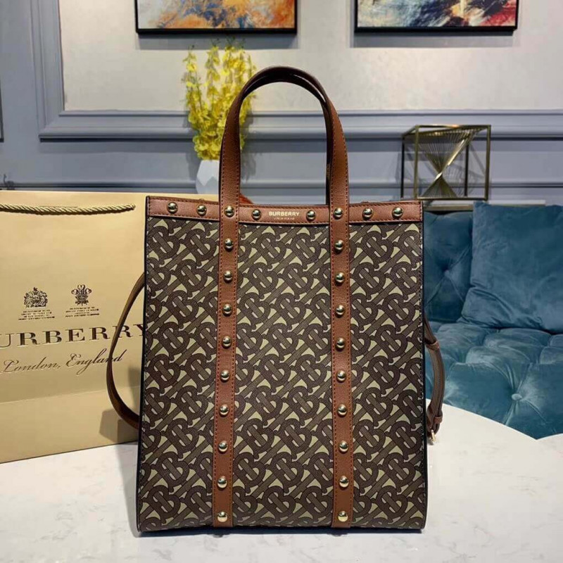 Burberry Small Monogram Stampa E-Canvas Portrait Tote borsa 80250761