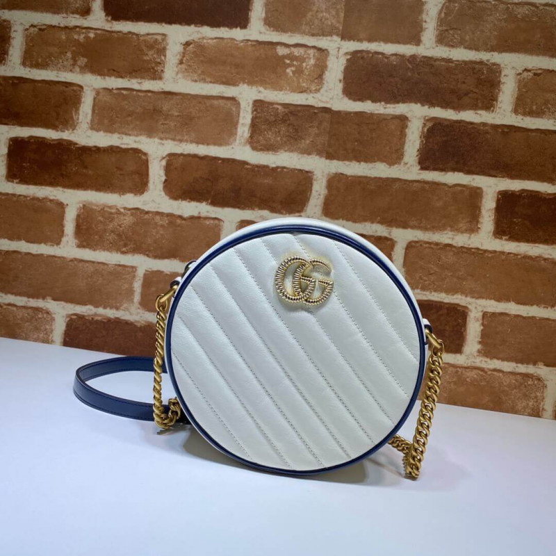 GUcci GG GG Marmont Mini Tround Occhy Borsa 550154 Bianco