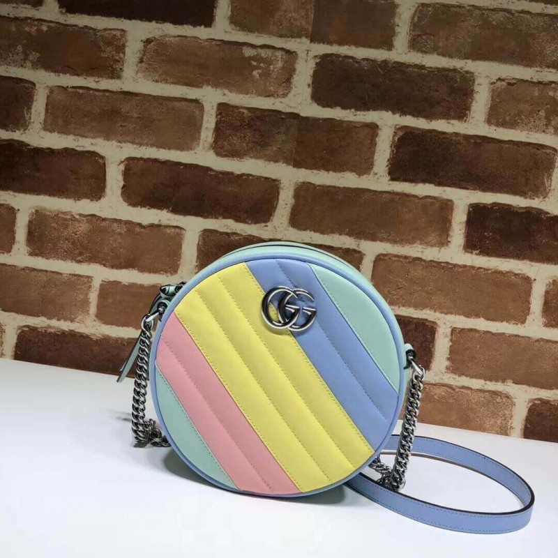 GUcci GG GG Marmont Mini spalla rotonda in Pastel e Rainbow 550154