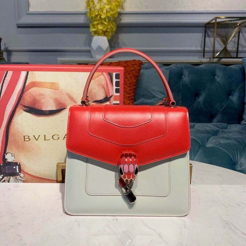 BVLGARI SERPENTI Forever Crossbody Top Hand Handle 18 cm 284537 bianco/rosso