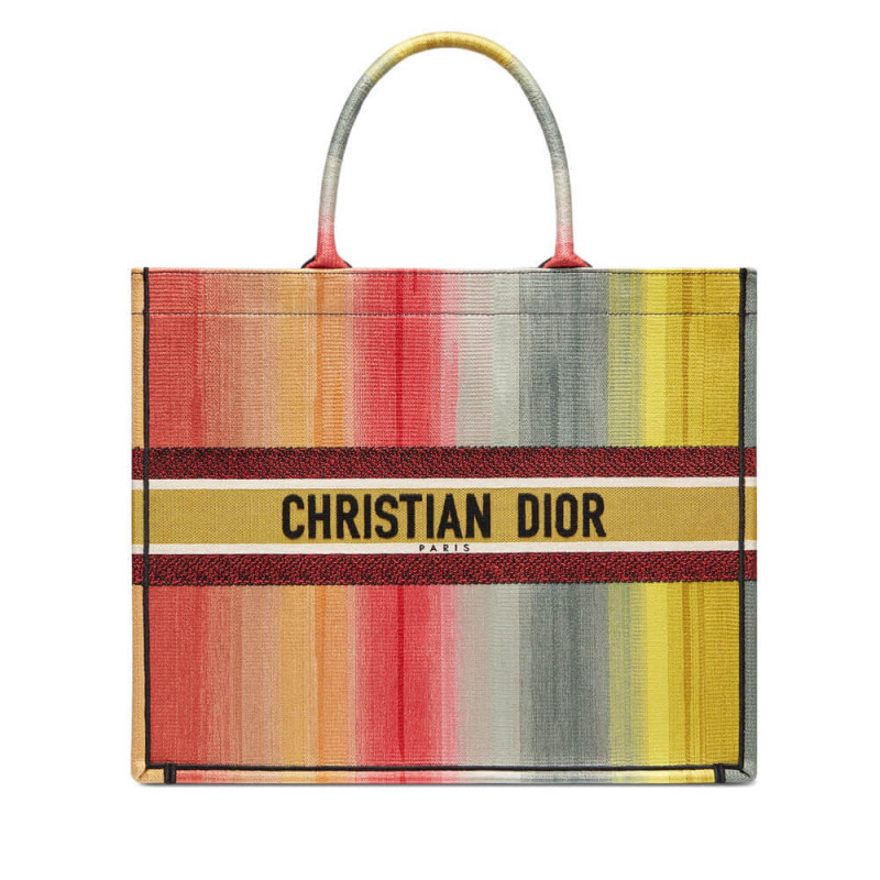 Dioraura Dior Book Tote Multicolor Stripe Ravingery M1286