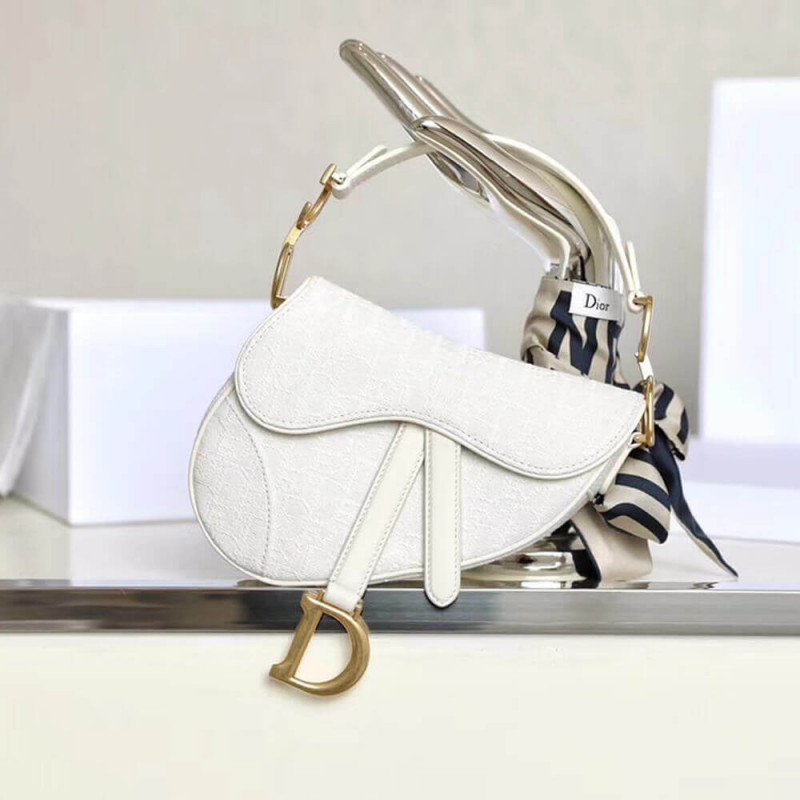 Christian Dior Mini Saddle borsa in bianco obliquo Jacquard M0447