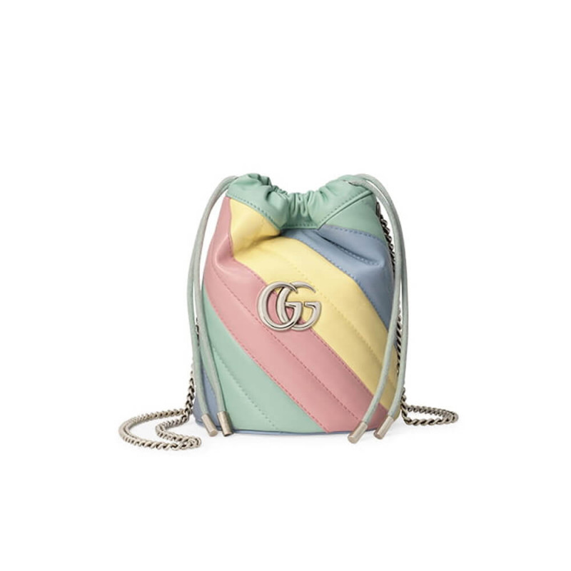 GG GG GG Marmont Mini Bocket borsa in Pastel e Rainbow 575163