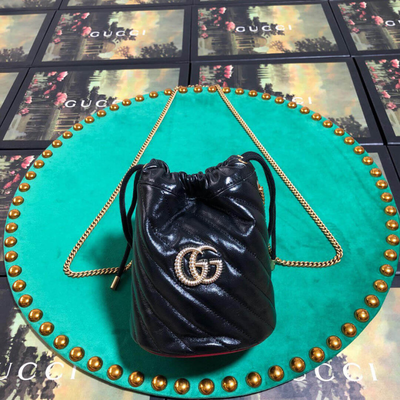 GG GG GG Marmont Mini Bucket Borsa 575163 Nero