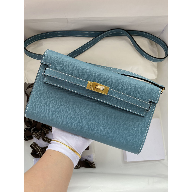 Hermes Kelly Wallet per diventare WOC 499041 Blue