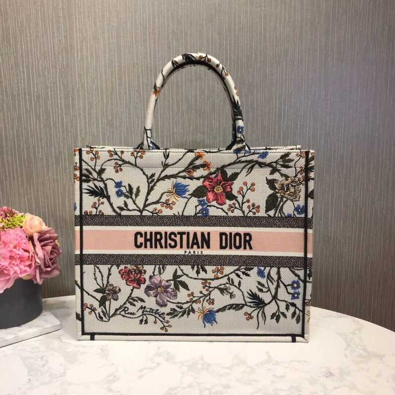 Book Christian Dior tote multicolore rosa mutabilis ricamo M1286