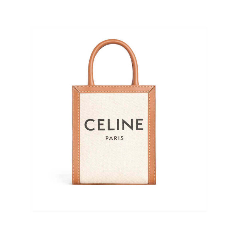 Celine Mini Vertical Cabas in tela e pelle di vitello 193302