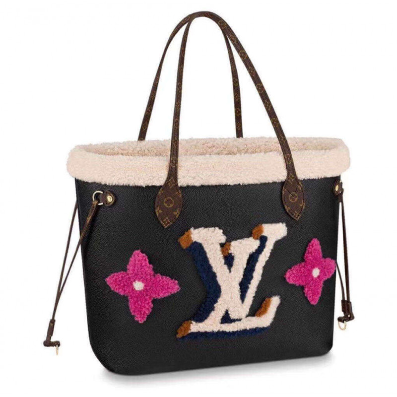 Louis Vuitton Neverfull MM M56960 in pelle e shearling