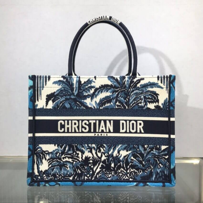 DOTE PICCOLO DELLA PASSOGGIO DI DIOR in blu ricami di palme m1296