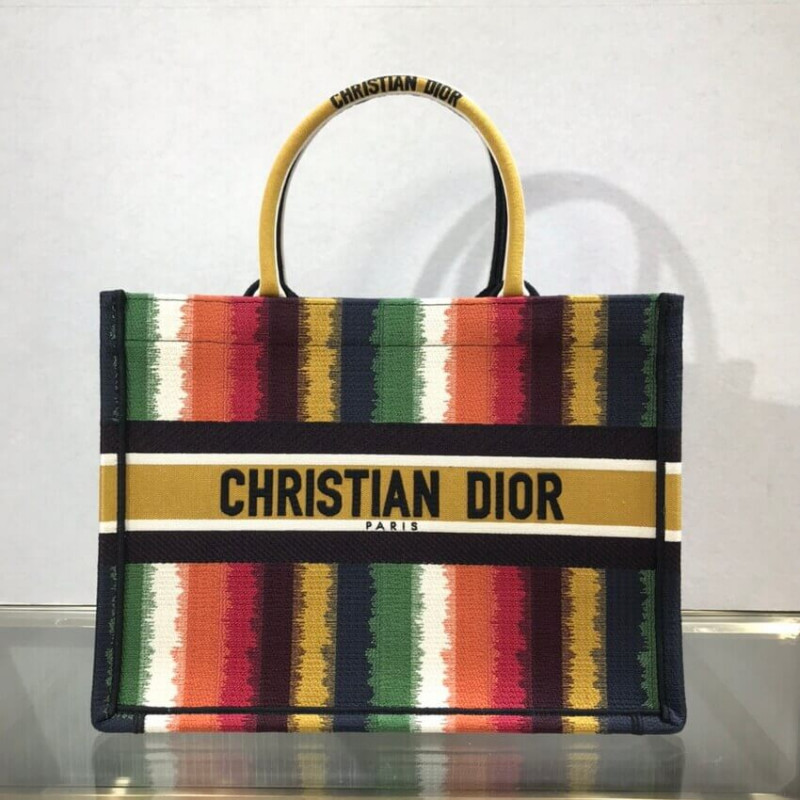 ricamo Dior Book Tote Multicolor D-Stripes M1296