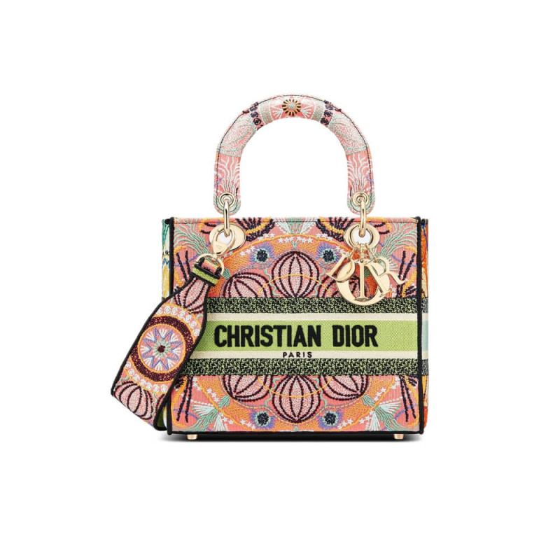 Dior Medium Lady D-Lite borsa Multicolor Lights Ramoidery M0565