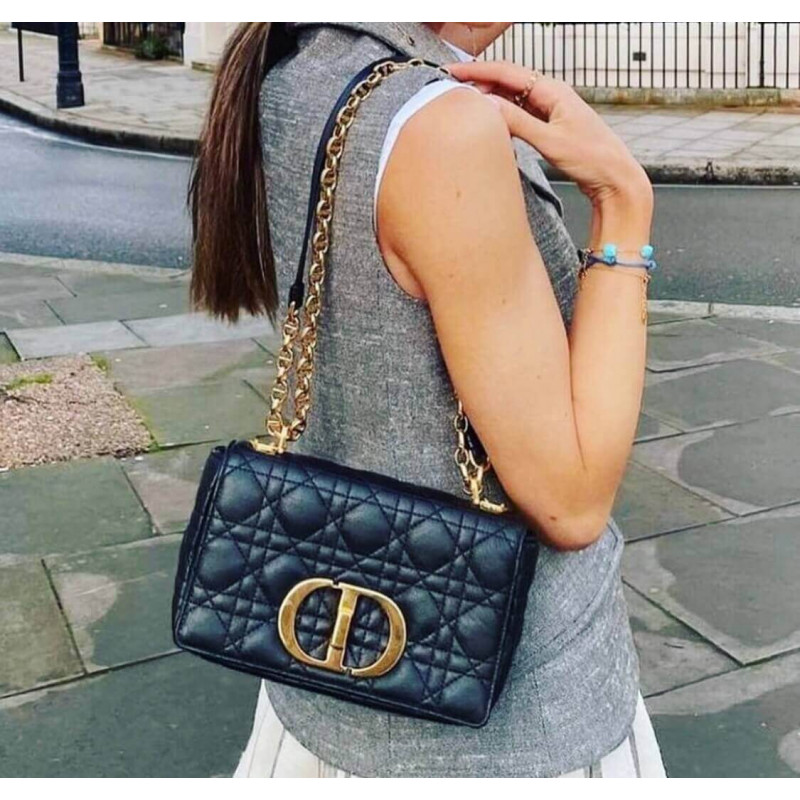 Dior Small Caro Borsa in PPLEPLE CANNAGE COLFSKIN M9241