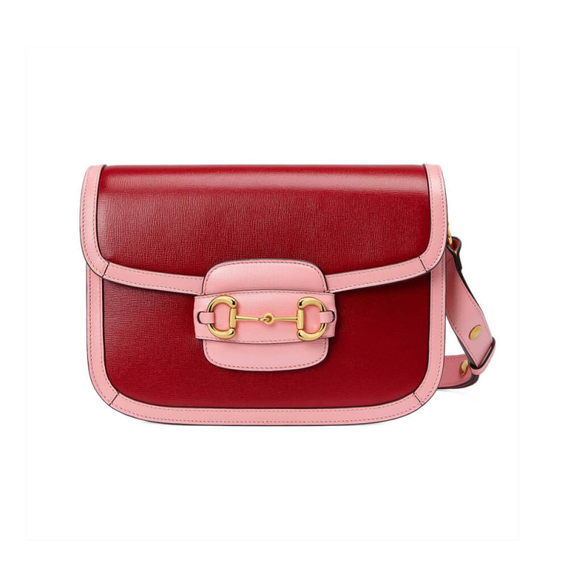 Gucci Horsebit 1955 Piccola spalla 602204 Red and Rosa