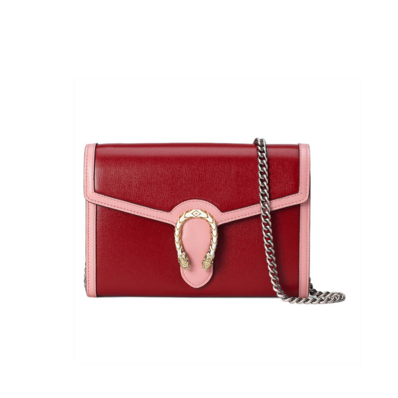 Gucci Dionysus Mini Chain Borse in pelle rossa e rosa 401231