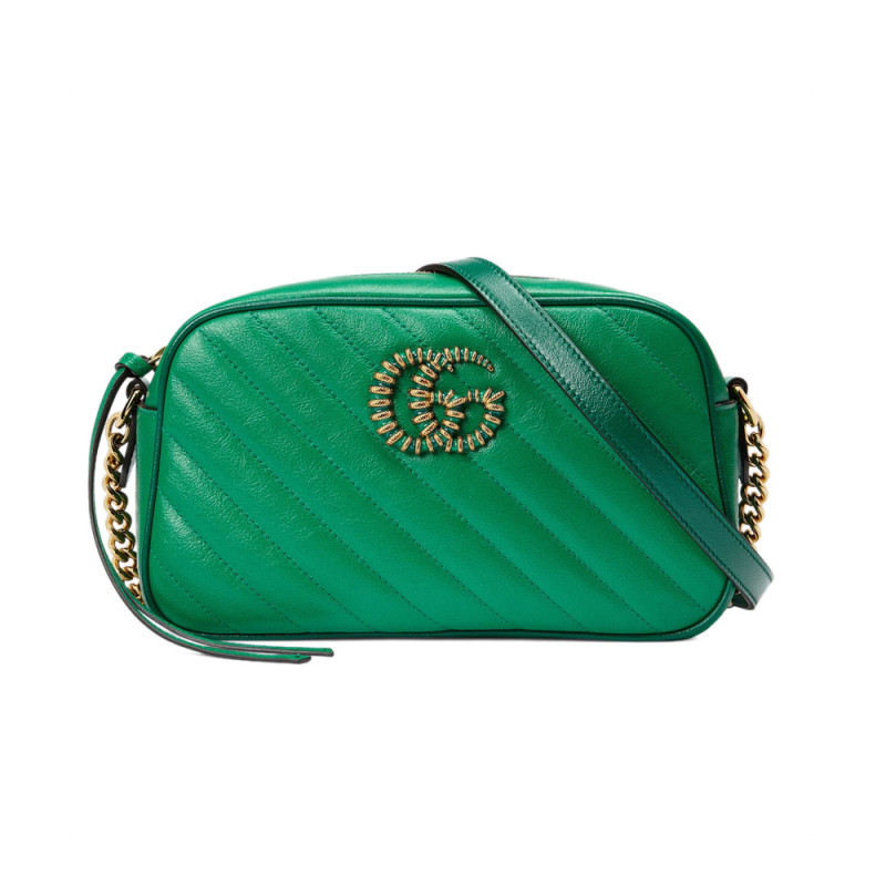 GG GG GG Marmont Small Occhy borsa 447632 Green and Emerald Leather