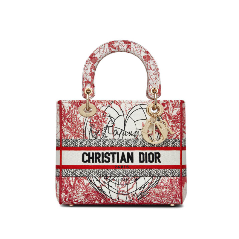 Christian Dior Medium Lady D-Lite Borsa D-Royaume D’Amour ricami M0565