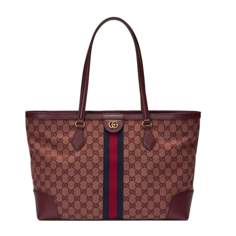 Gucci Ophidia Medium tote con web in Borgogna GG Canvas 631685