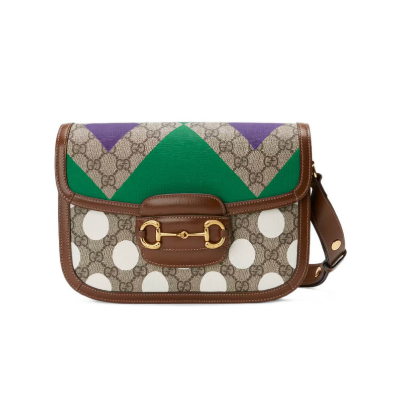 Gucci Horsebit 1955 Borsa a tracolla con stampa geometrica 602204