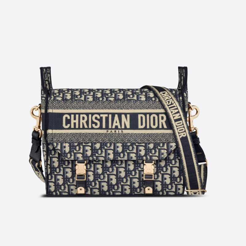 Borsa di Diorcamp medio di Dior cristiano ricamo obliquo blu m1240