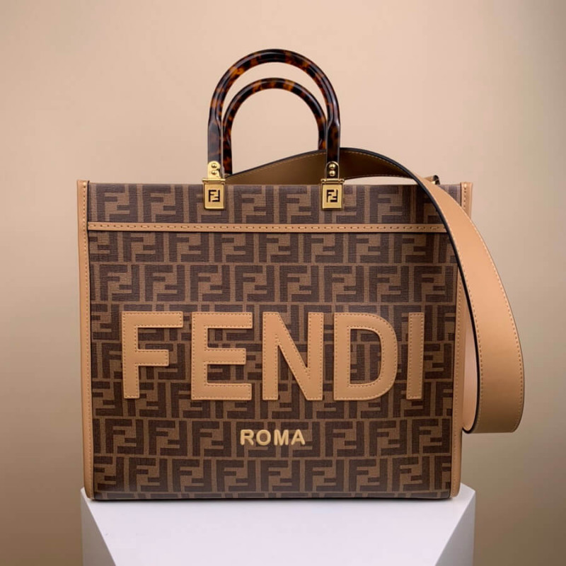 Fendi Medium Sunshine Shopper 8BH386 FF Tessuto smaltato