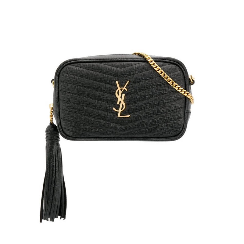 YSL Saint Laurent Lou Mini Camera Borsa 585040 in pelle di grano nero