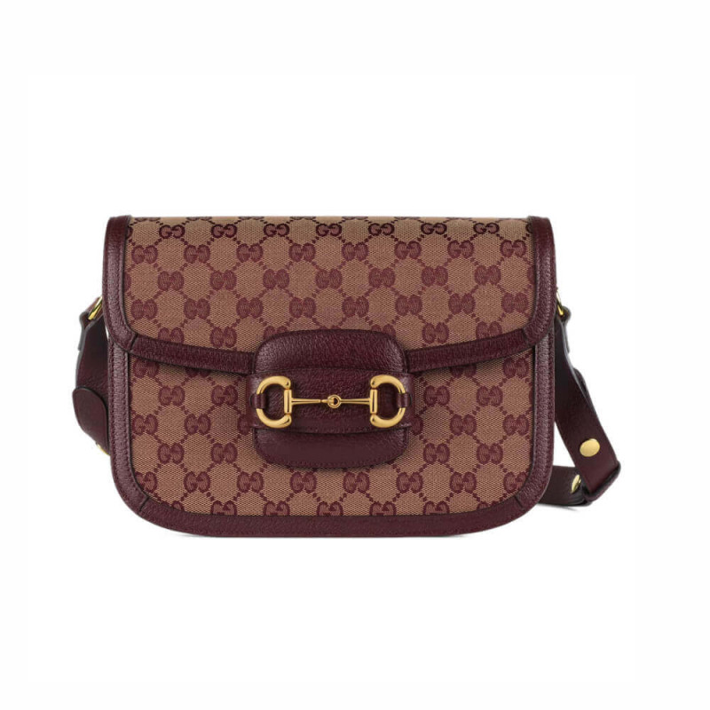 Gucci Horsebit 1955 Small borsa 602204 in Borgogna GG Canvas