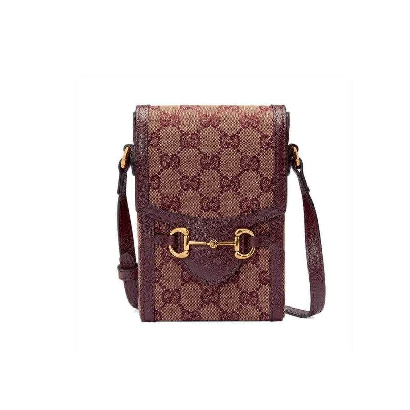 Gucci Horsebit 1955 Mini borsa 625615 in Burgundy GG Canvas