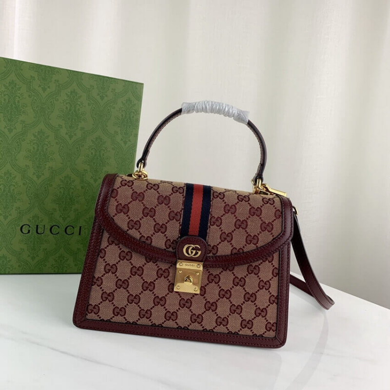 Gucci Ophidia Piccolo busta top con Web 651055 Borgogna