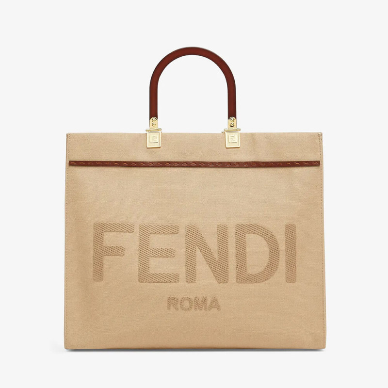 Tote bot di Sunshine medio Fendi in tela beige 8bh386