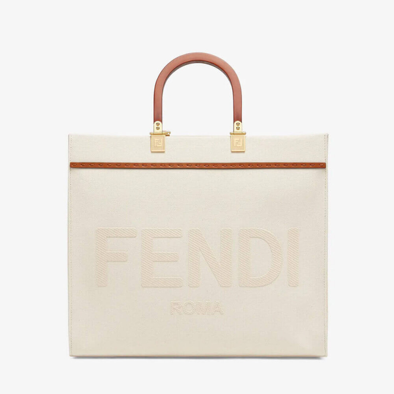 TOTE borsa FENDI MEDIC SUNSHINE in tela crema 8BH386