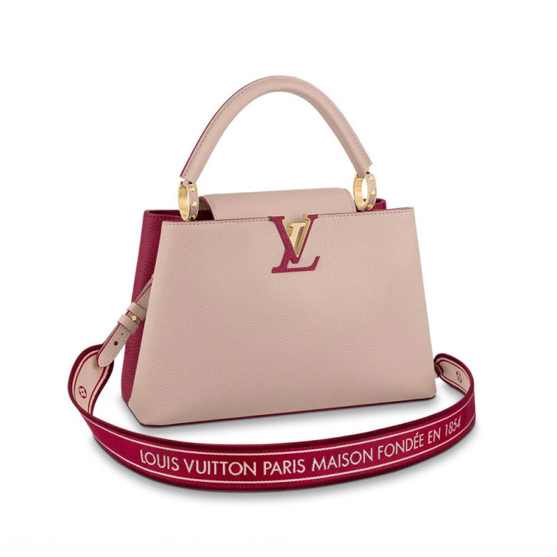 LOUIS VUITTON CAPUCINES MM M58610 GSHELL EUG/LIE DE VIN RED