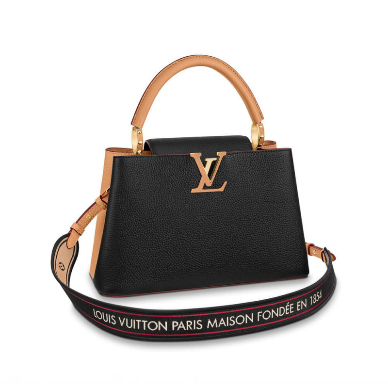 Louis Vuitton Capucines MM M58608 Black/Arizona Beige