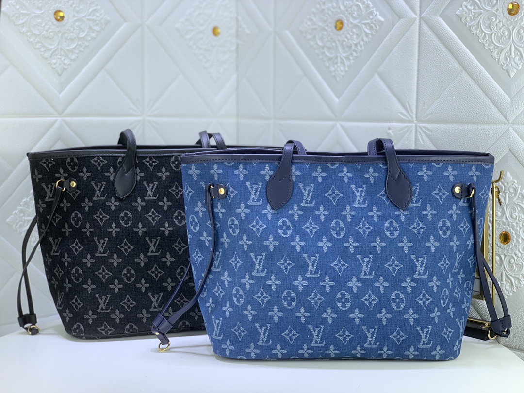 Materiali in denim Louis Vuitton Neverfull Mm (2 sacche)