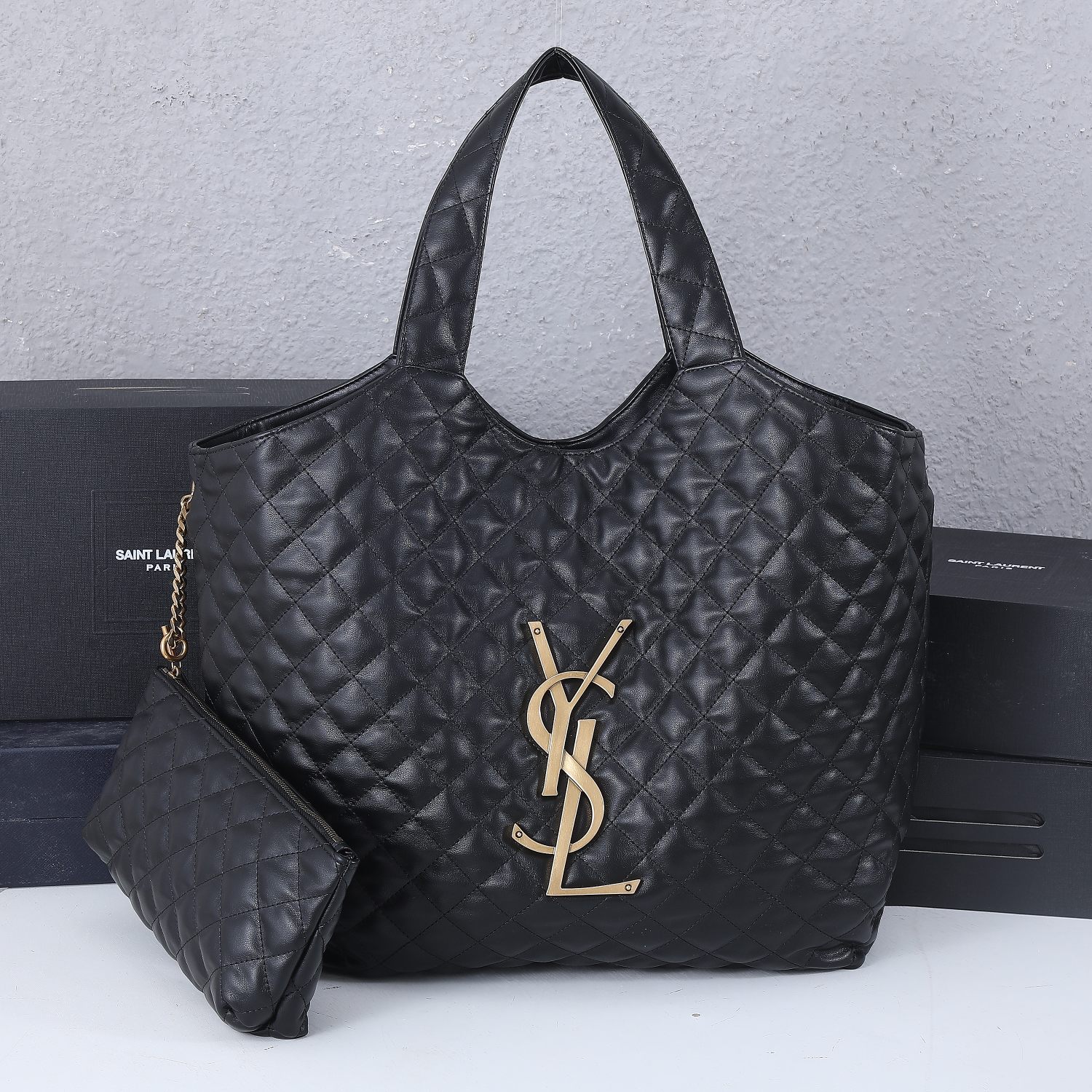 YSL AAA-Taa Maxi Shopping borsa con portafoglio