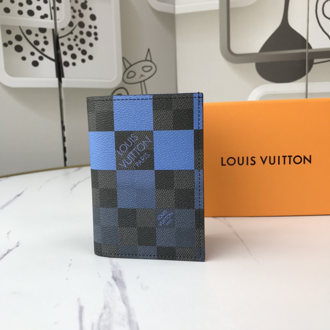 Copertura del passaporto Louis Vuitton N60410 bianco/blu/arancione